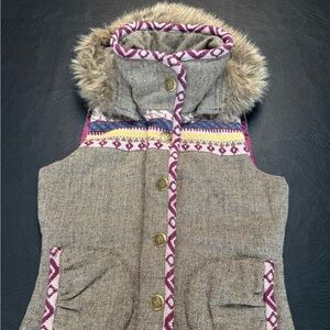 Jack by BB Dakota Faux Fur Trim Hooded Vest – Size S – Wool Blend Nordic Boho